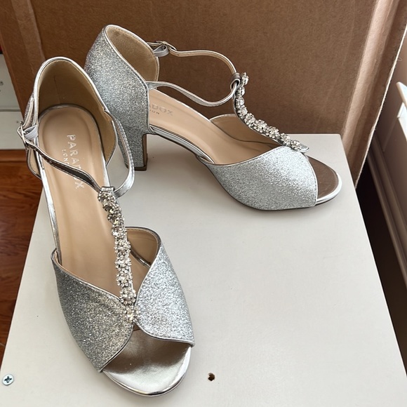 Paradox London Shoes - Paradox London silver glitter & rhinestone heels . Worn to a Wonderful Party